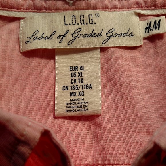 L.O.G.G. H&M MEN LONG SLEEVE CASUAL DRESS SHIRT - SIZE XL (REGULAR) - Picture 2 of 7